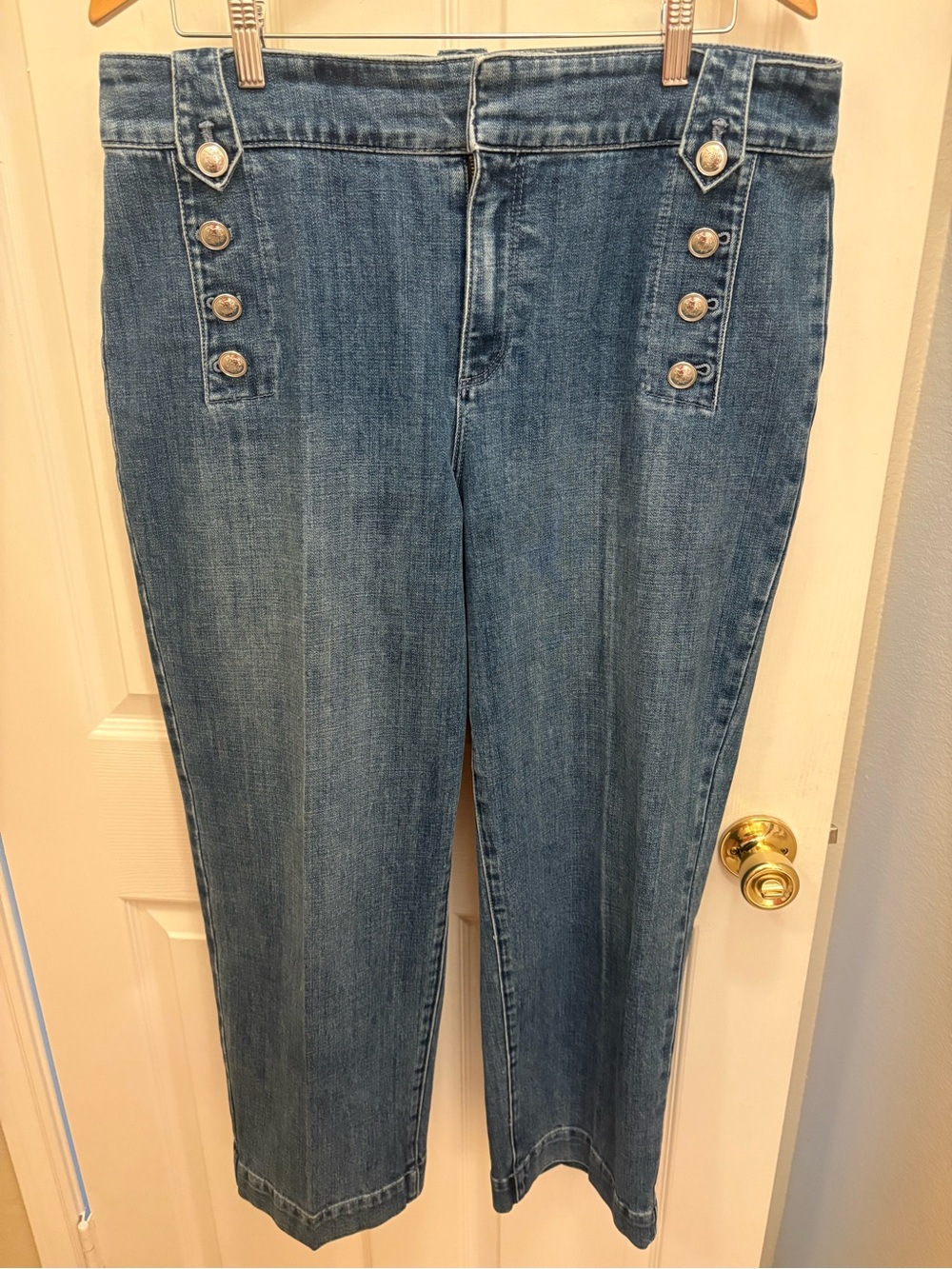 Talbots Blue Denim Cropped Sailor Button Jeans